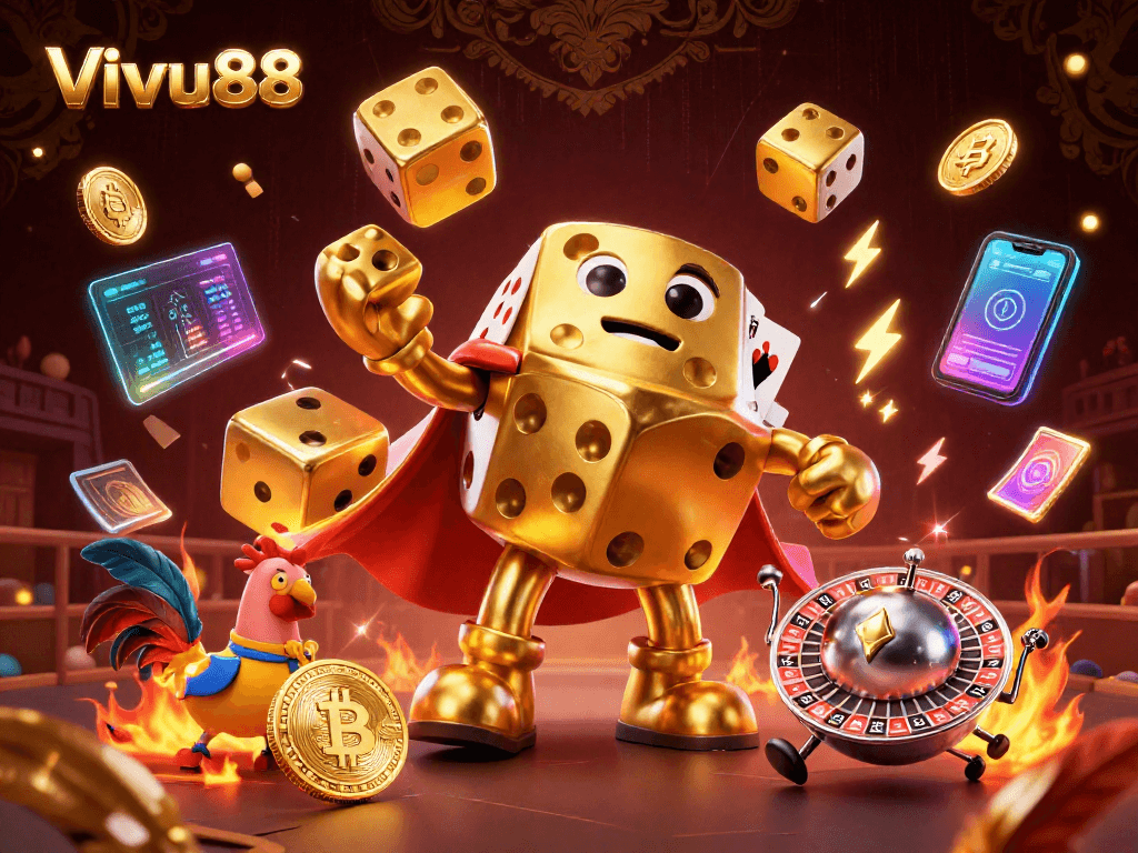 Experience thrilling cockfighting action at Vivu88 with incredible 3D digital illustration.