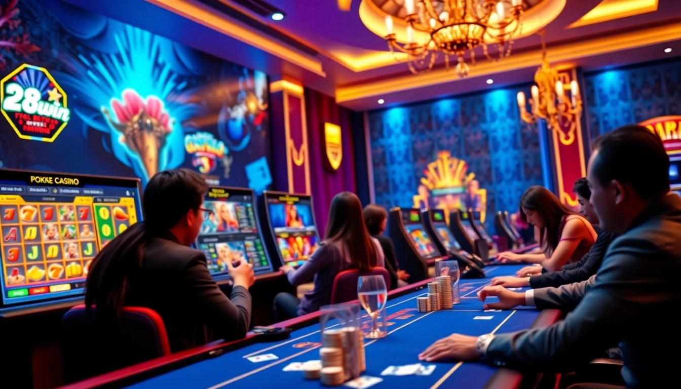 Experience the excitement of 98win's online casino featuring vibrant gaming environments and engaged players.