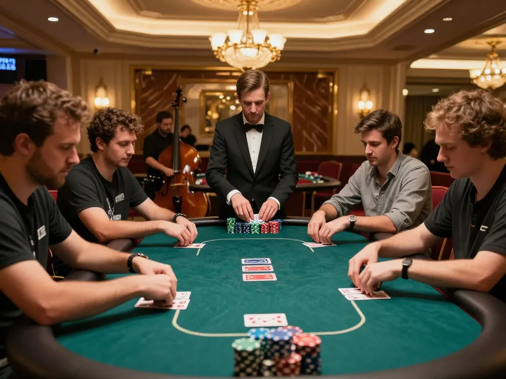 TR88 players engrossed in a high-stakes poker game showcasing strategic betting