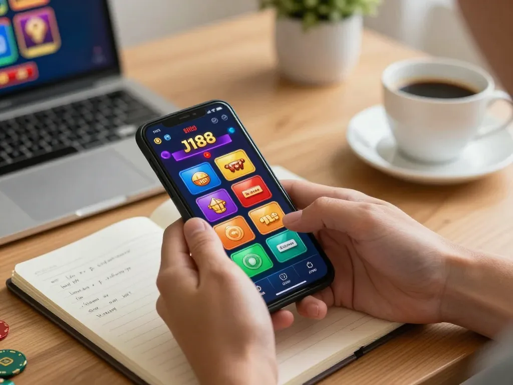 Engaging in online gambling through đăng nhập J188 app, showcasing a thrilling gaming atmosphere.