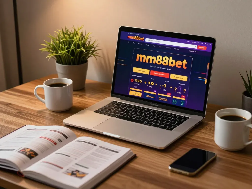 Engaging in mm88bet online gaming from a cozy home office with strategy guides at hand.