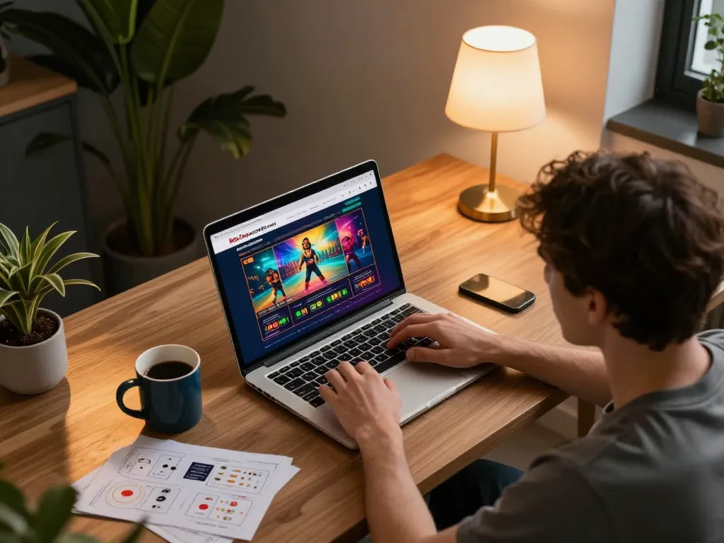 Engaged user enjoying online gaming at https://www.mnm88.com/ with a cozy home setup and betting strategy.