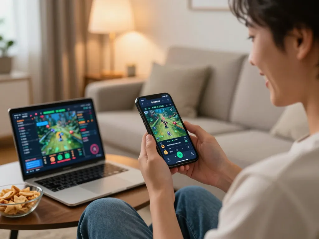 Player enjoying Sunwin app while engaging in strategic gaming from a cozy living room.