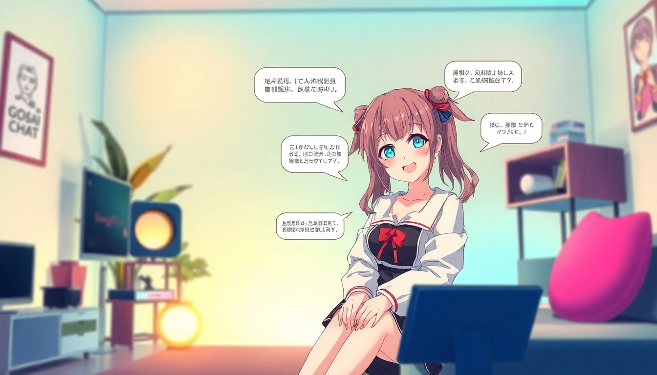 Engaging scene of hentai AI chat characters in a vibrant digital room