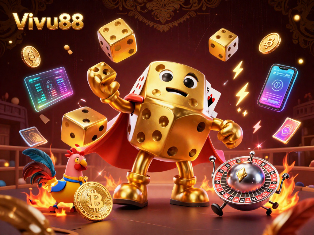 Experience thrilling cockfighting action at Vivu88 with incredible 3D digital illustration.