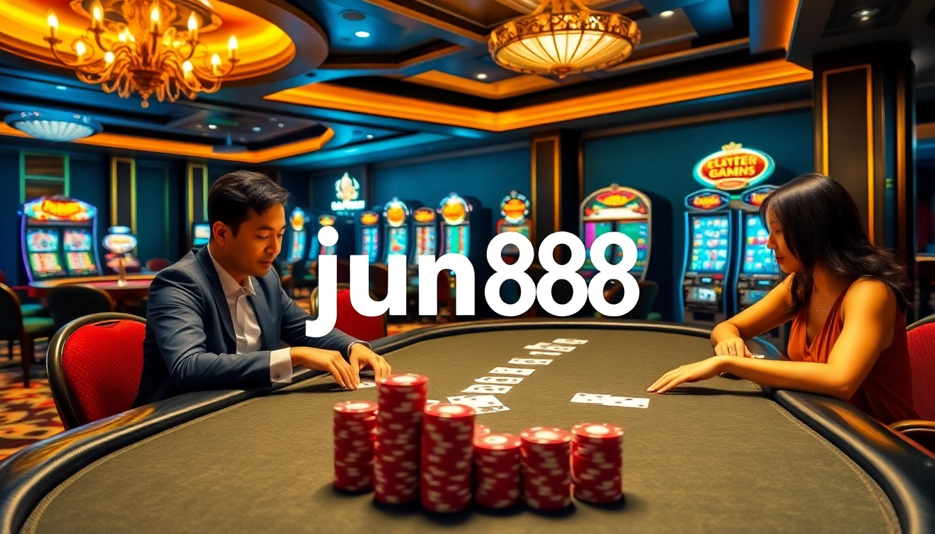 Experience thrilling poker action at jun88 with vibrant casino ambiance and professional players.