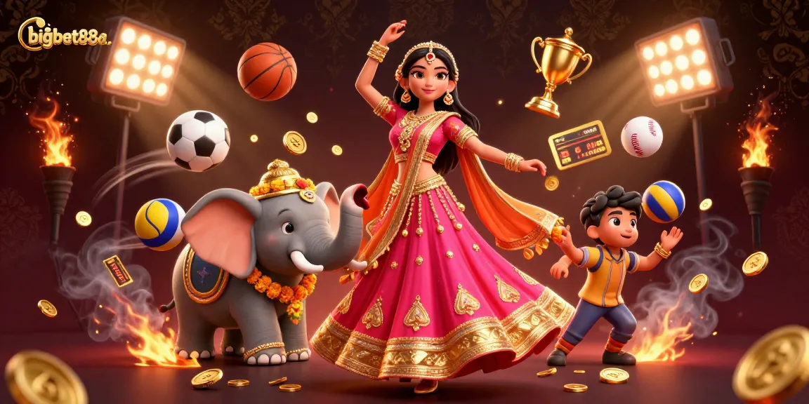 bigbet88a showcases excitement with a vibrant casino scene featuring sports betting elements.