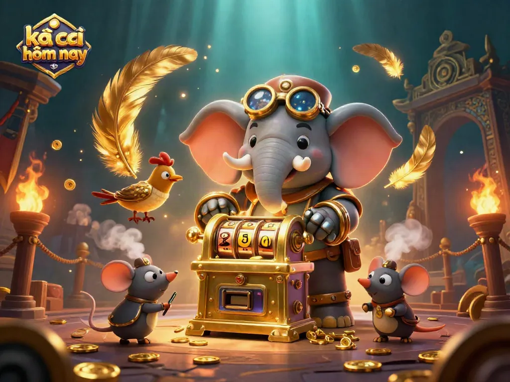 Enjoy kèo nhà cái hôm nay with dynamic 3D illustration showcasing a whimsical casino adventure.