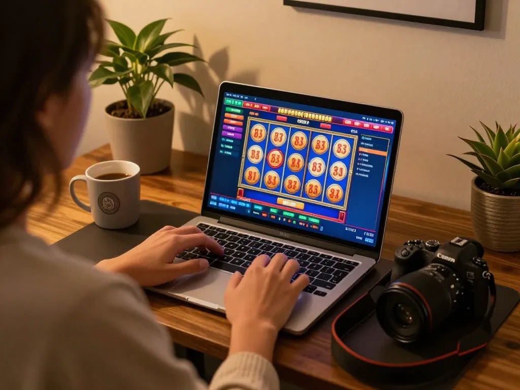 Player enjoying an online slot game on 888b with animated reels reflecting a vibrant gaming experience.