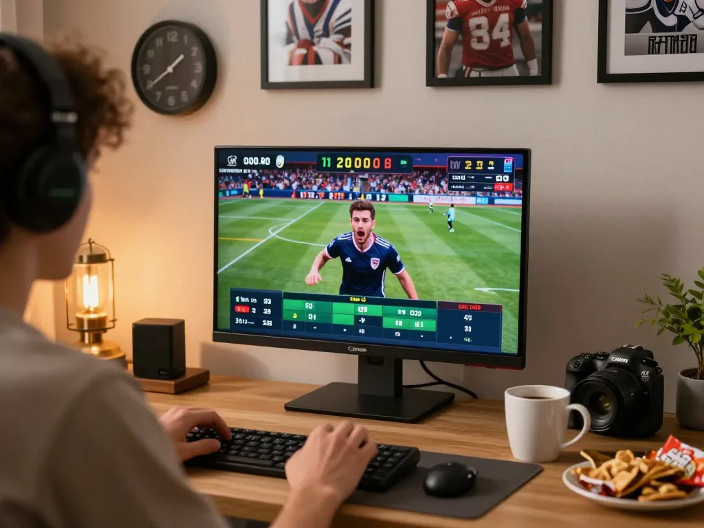 Betting excitement captured in KKWIN LINK scene with player using smartphone for sports betting.