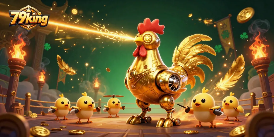 Experience thrilling action in 79king's golden gaming world with golden roosters and lucky symbols.