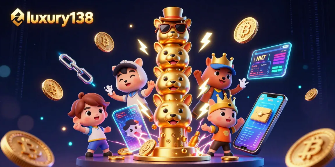 Play exciting slots and win big with luxury138, featuring vibrant 3D cartoon characters in a casino setting.