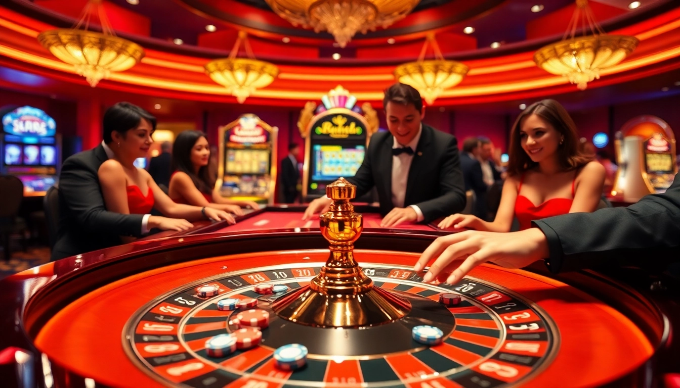 lu88 casino showcasing poker chips and a roulette table in an exciting atmosphere