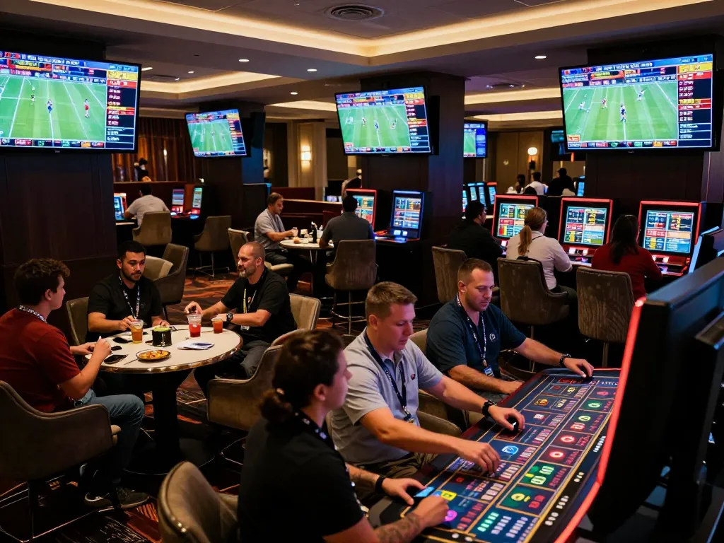 Soi keo nha cai strategies in action at a lively sports betting lounge with engaged players