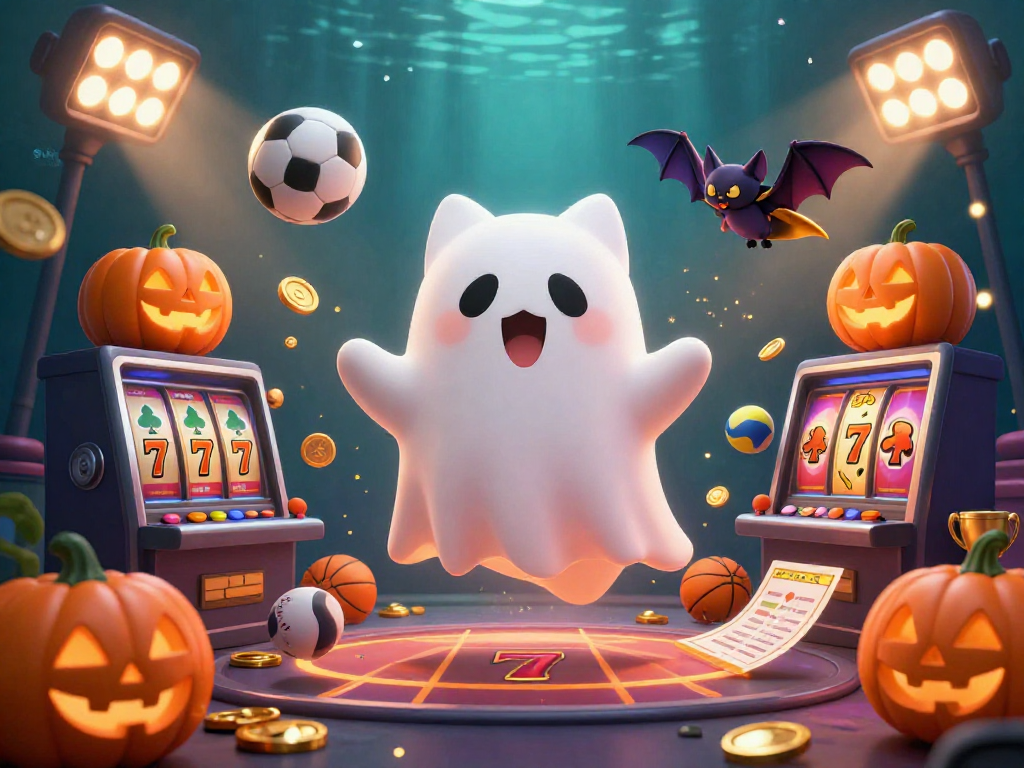 Engage with SV88 in a hauntingly vibrant casino scene featuring a ghost cat and magical elements.