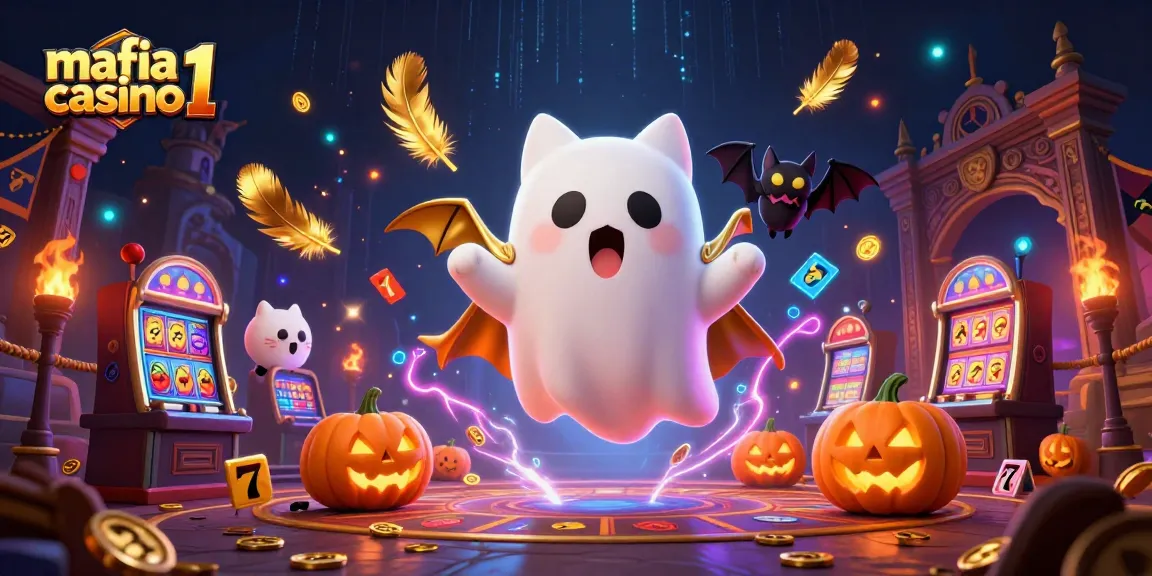 Experience the thrilling ambience of mafia casino 1 with a whimsical ghost cat and casino fun!