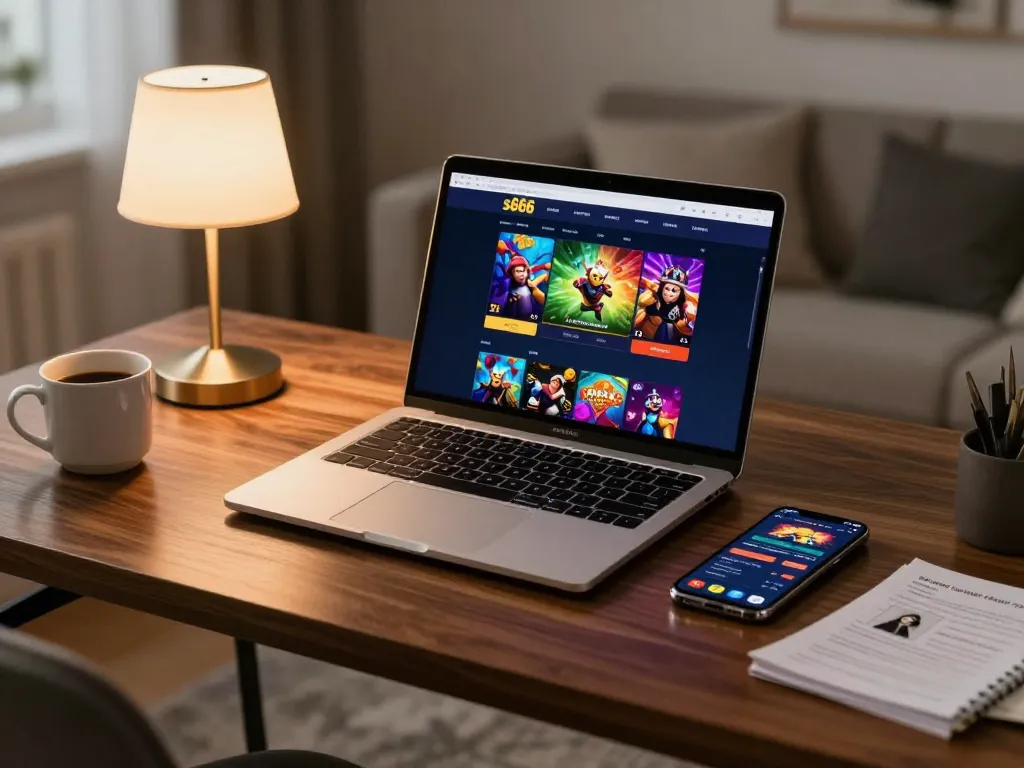 s666 online gaming setup with vibrant interface showcasing responsible gambling