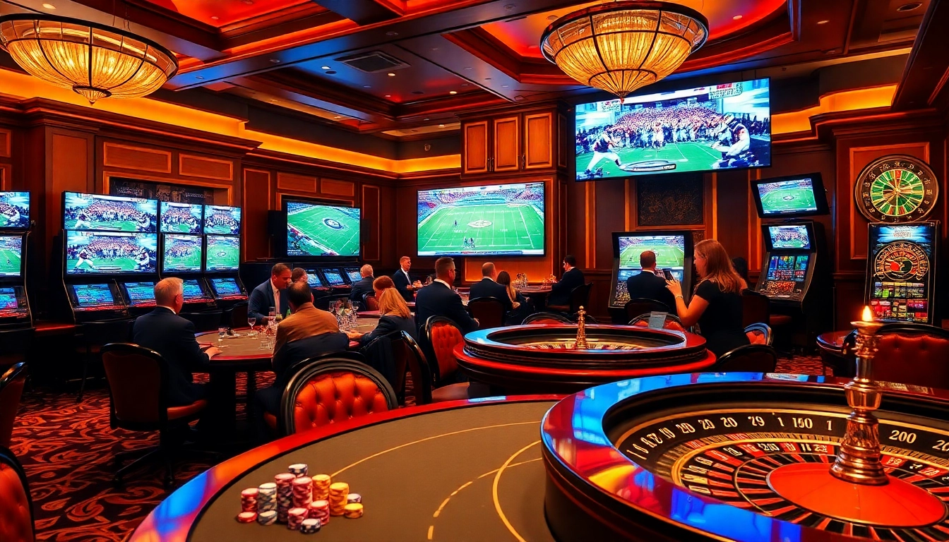 Experience live football streaming thrills at https://luongsontv23.com/ with an engaging casino atmosphere, complete with gaming tables and screens.