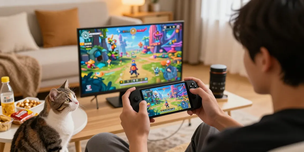 Engaged gamer playing a mobile hentai game in a cozy setting with vibrant graphics in view.
