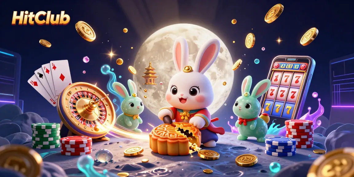 Experience HitClub's immersive gaming scene with vibrant 3D characters and casino elements.