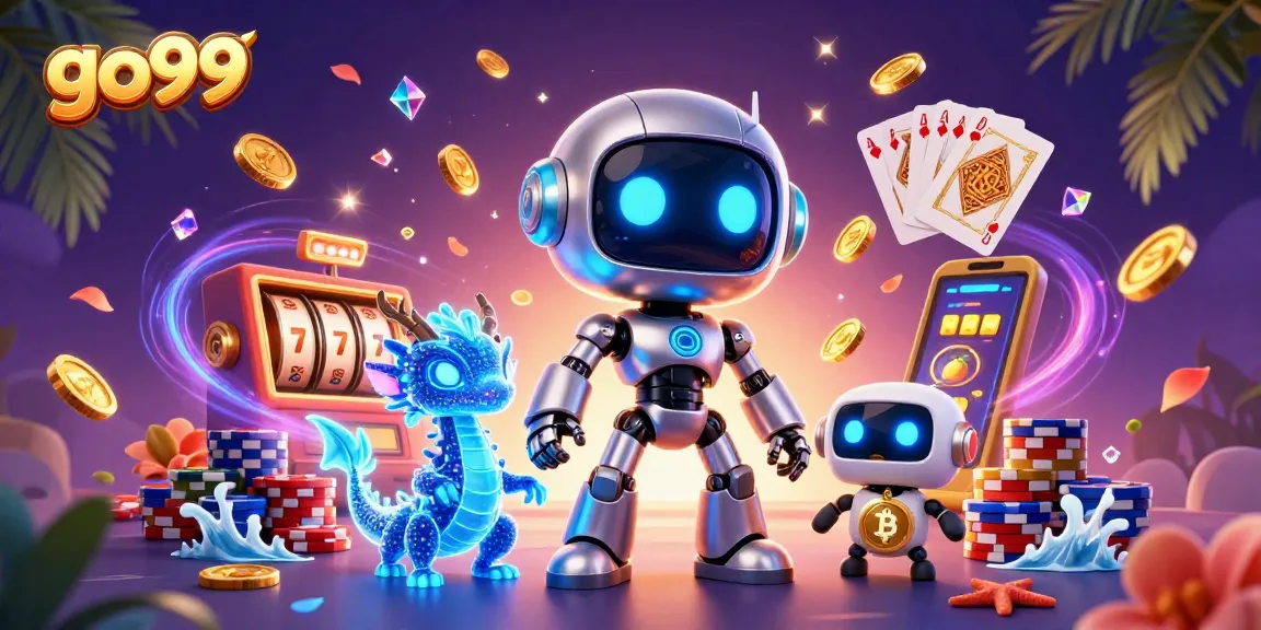 Experience thrilling wins at go99 with a vibrant scene of cyberpunk casino characters and slot reels.