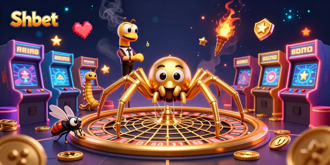 Experience thrilling bets at Shbet with a golden spider web roulette scene.